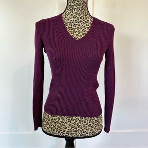 Nine West Deep Purple V-Neck Sweater